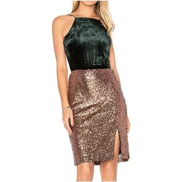 Gianni Bini Green & Gold sequin night out dress - Picture 3 of 7